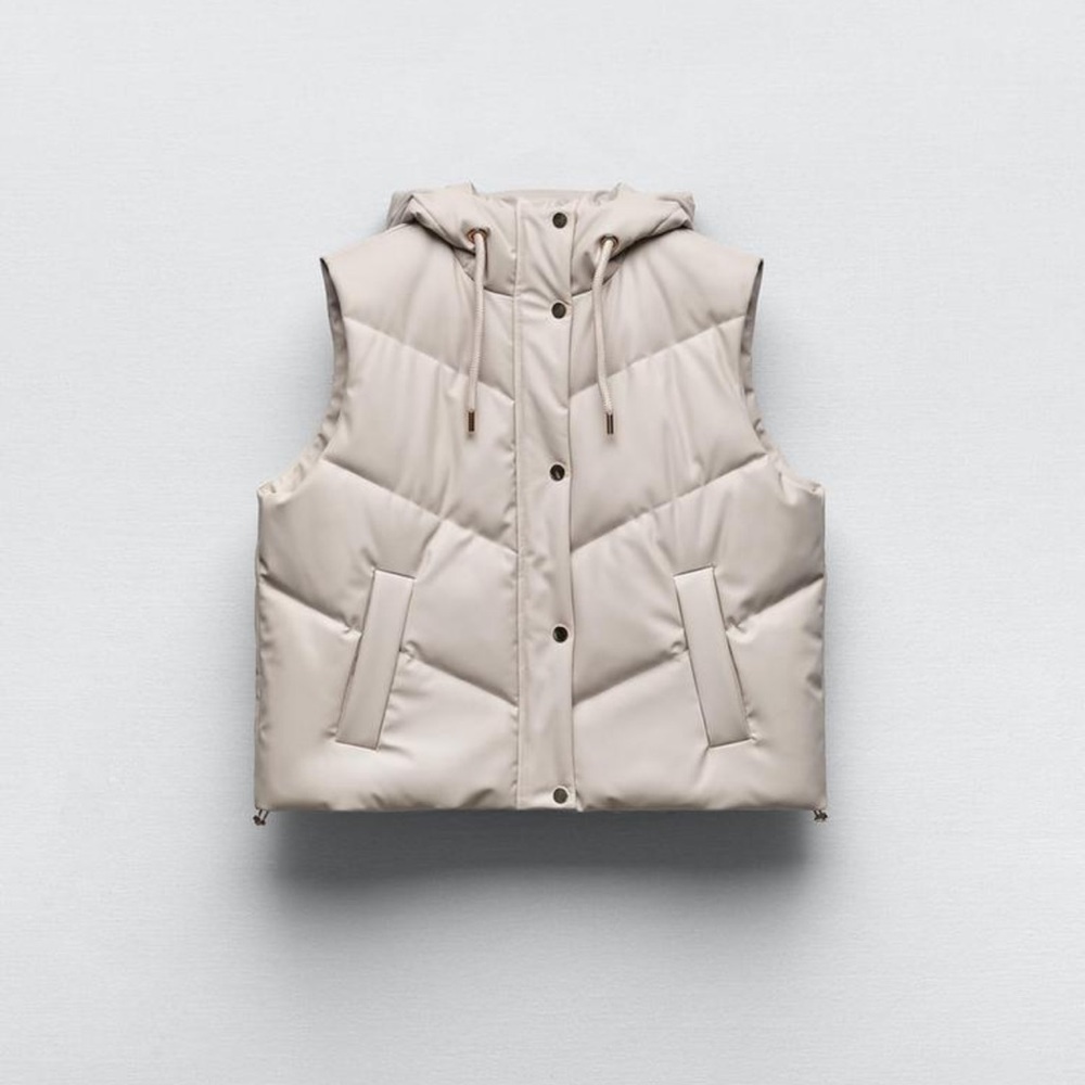 ZARA Faux Leather Hooded Vest
